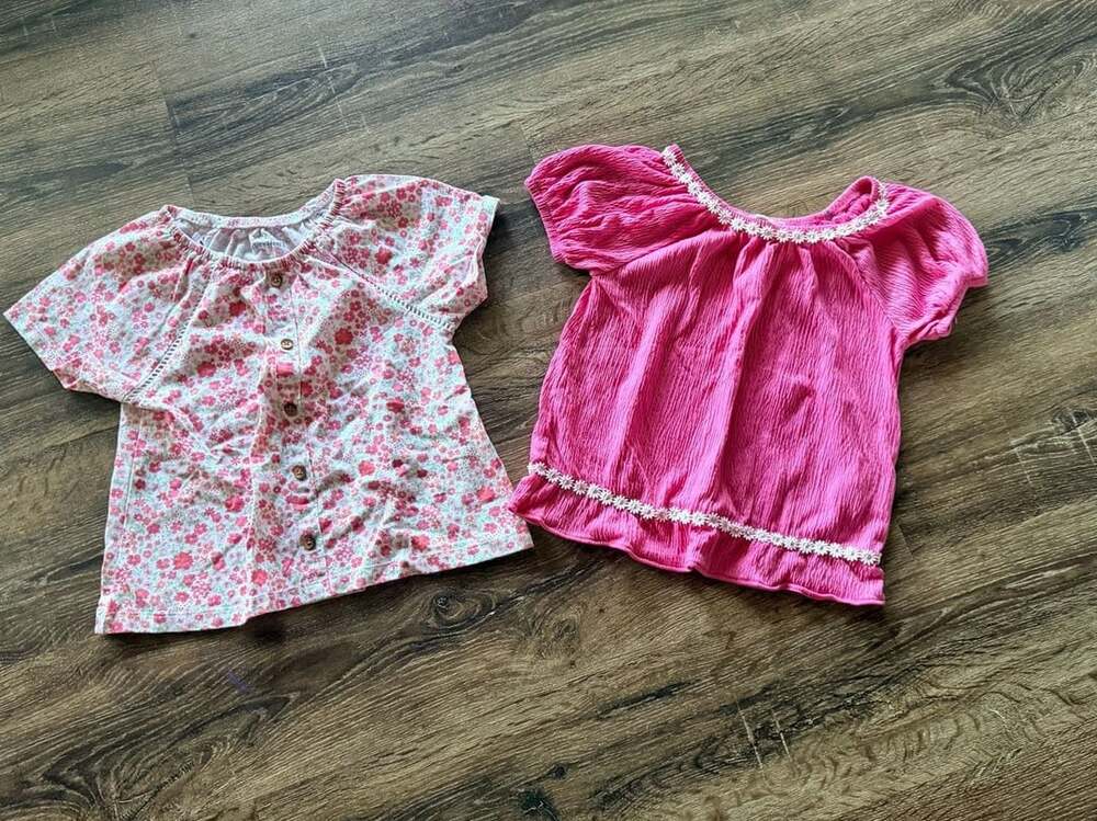 Girls Short Sleeve Floral and Pink Tops Lot Size 10
